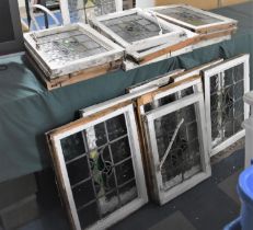 A Large Collection of Various Vintage Stained Glass Windows