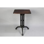 A Vintage Rectangular Topped Pub Style Table on Painted Cast Iron Tripod Support, 73cms High