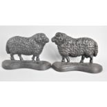 A Pair of Victorian Cast Iron Doorstops in the Form of Sheep, Both with Registration Marks and