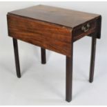 A 19th Century Mahogany Drop Leaf Pembroke Table with Single Drawer on Chamfered Square Supports,