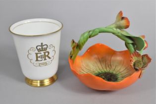 A Fentons Flower Basket Together with a Mintons Queen Elizabeth II Beaker