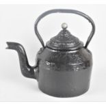 A Vintage Heavy Black Painted Cast Iron Kettle, 26cms High