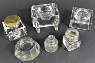 A Collection of Various Glass Inkwells etc