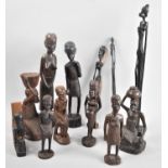 A Collection of Various African Tribal Figural Souvenirs, Tallest 39cms High