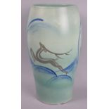 A Glazed Ceramic Vase Decorated with Stags, Signed Shufflebottom, BSA to Base, 31cms High