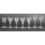 A Collection of Various 19th Century Glass to Comprise a Pair of Faceted Stem Cordial Glasses with