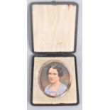 A Cased Mid 20th Century Miniature Portrait on Paper