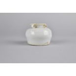 An Early Chinese Porcelain Blanc de Chine Pot of Small Proportions with Flared Rim Having Three