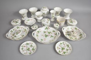 A Collection of Various Wedgwood Wild Strawberry China to comprise Vases, Dishes, Lidded Pots (20