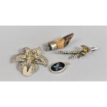 A Sterling Silver Brooch by WS Scotland, Silver Orchid (925), a Silver Mounted Muntjac Foot and a