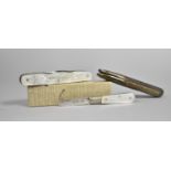 A Vintage Four Blade Pocket Knife Stamped Cut My Way with Engraved Mother of Pearl Scales,
