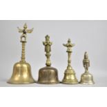 A Collection of Indian Brass Temple Bells, Tallest 26cms