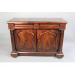A Victorian Mahogany Sideboard with Twin Drawers Surmounting Cupboard Base with Twin Doors Having