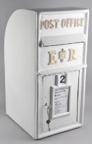 A White Painted Reproduction Metal Postbox with Key, 64cms High