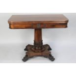 A 19th Century Mahogany Lift and Twist Tea Table in Tapering Turned Supports and Acanthus Carving to