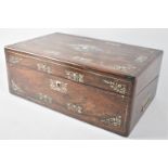 A 19th Century Rosewood Campaign Writing Slope with Mother of Pearl Inlay to Hinged Lid and Front,