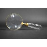 A Modern Large Desktop Magnifying Glass with Faceted Glass Handle, 22cms Long