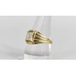 A 9ct Gold Gents Signet Ring with Central Diamond, 3.4g, Size U