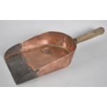 A Vintage Wooden Handled Steel and Copper Bank Clerks Cash Money Shovel, 31cms Long