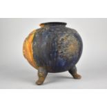 A Reproduction Chinese Sancai Glazed Pot of Globular Form Raised on Tripod Support, 16cm high