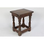 A Small Oak Rectangular Occasional Table, 29cms Wide