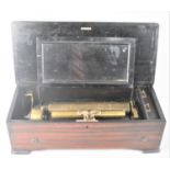 A Late 19th/Early 20th Century Continental Music Box with Barrel Movement on One Piece Comb, Stop/