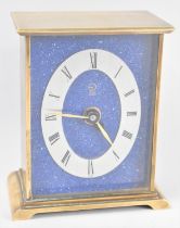 A Modern Gold Circle Mantel Clock with Blue Enamelled Lapis Lazuli Style Dial, Swiss Battery