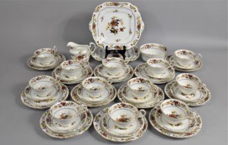 An Aynsley Tea Set decorated with Vase of Flowers and Bumble Bee to comprise Twelve Cups, Saucers,