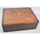 An Edwardian Rectangular Ladies Sewing Box or Work Box, Hinged Lid with painted decoration of Swag