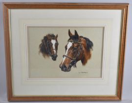 A Framed Print, Horses, 39x28cms