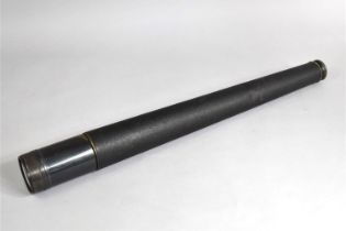 A Late 19th century Leather Bound Single Drawer Telescope by Chadburns, 63cms Long when Closed