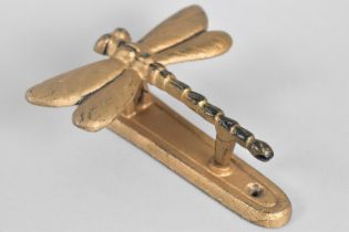 A Novelty Gilt Decorated Door Knocker in the Form of a Dragonfly, 13cms Long