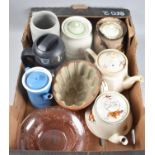 A Collection of Ceramics and Glass to Include Jelly Mould, Kleen Kitchenware Storage Jar, Teapots