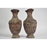 A Pair of 18th/19th Century Chinese Cinnabar Lacquer Vases, Decorated with Figures in a Landscape,