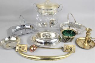 A Collection of Various Metalwares to comprise Lidded Tureen together with a Heavy Brass Door Handle