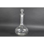An Edwardian Globe and Stalk Decanter with Star Cut Decoration, 30cms High