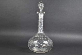 An Edwardian Globe and Stalk Decanter with Star Cut Decoration, 30cms High