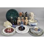 A Collection of Various Ceramics to comprise Terracotta Glazed Charger, Satsuma Vases, Plates Etc (