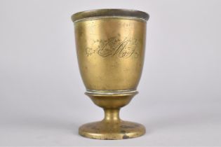 A Heavy Indian Bronzed Temple Incense Burner of Goblet Shape Engraved Lal Chand and Sons, Printers