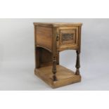 A Vintage French Bedside Cupboard with Carved Panel to Door, Reeded Supports and Plinth Base,