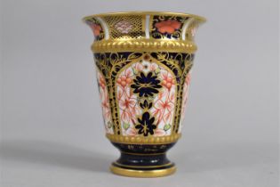 A Royal Crown Derby Imari Vase of Conical Form with Flared Rim, 11cm high