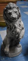 A Resin Garden Ornament, snarling seated Lion