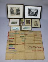 A Collection of Various Framed Pictures and Prints, 1920's Teaching Sampler etc