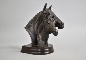 A Heredities Resin Study of Mare and Foal Heads 18cms High