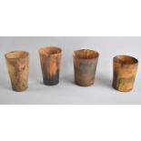 A Collection of Four Graduated 19th Century Horn Beakers, Tallest 9.5cms high