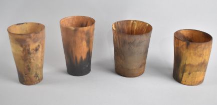 A Collection of Four Graduated 19th Century Horn Beakers, Tallest 9.5cms high