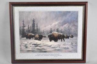 A Framed Larry Fanning Print, Bison, 'In Gods Wilderness Lies The Hopes of The World, The Great