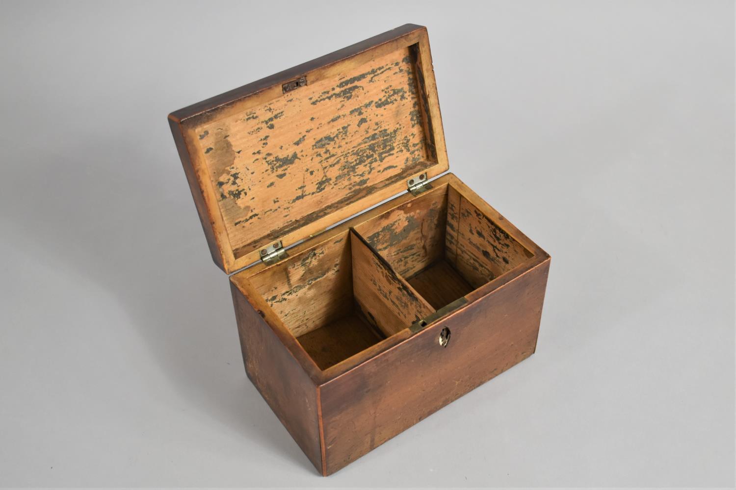 A Mid 19th Century Two Division Tea Caddy, Hinged Lid with Shell Decoration, 18.5cms Wide - Image 2 of 2