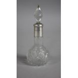 A Glass and Silver Mounted Dressing Table Scent Bottle, London Hallmark 1923, 16cm high