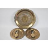 A Collection of Indian Brasswares to Include Mixed Metal Circular Plate Decorated with Elephant,